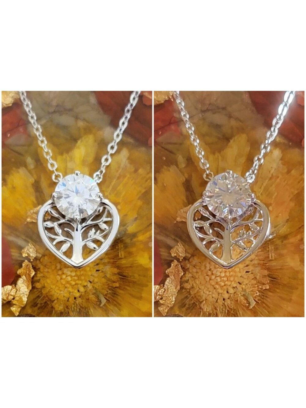 S925 Sterling Silver 2ct Moissanite Tree of Life Heart Necklace GRA NWT
